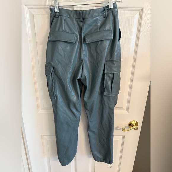 Avec Les Filles Blue/Gray Faux Leather Cargo Joggers - Picture 2 of 12
